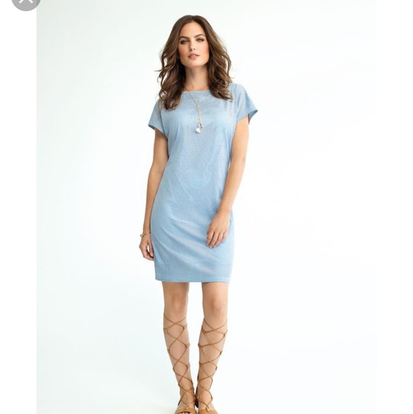 new Conrad C Womens suede Blue shift dress soze 10 - Picture 1 of 8